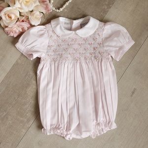 New Baby Girls Pink Smocked Heirloom Romper Feltman Brothers 6 Months